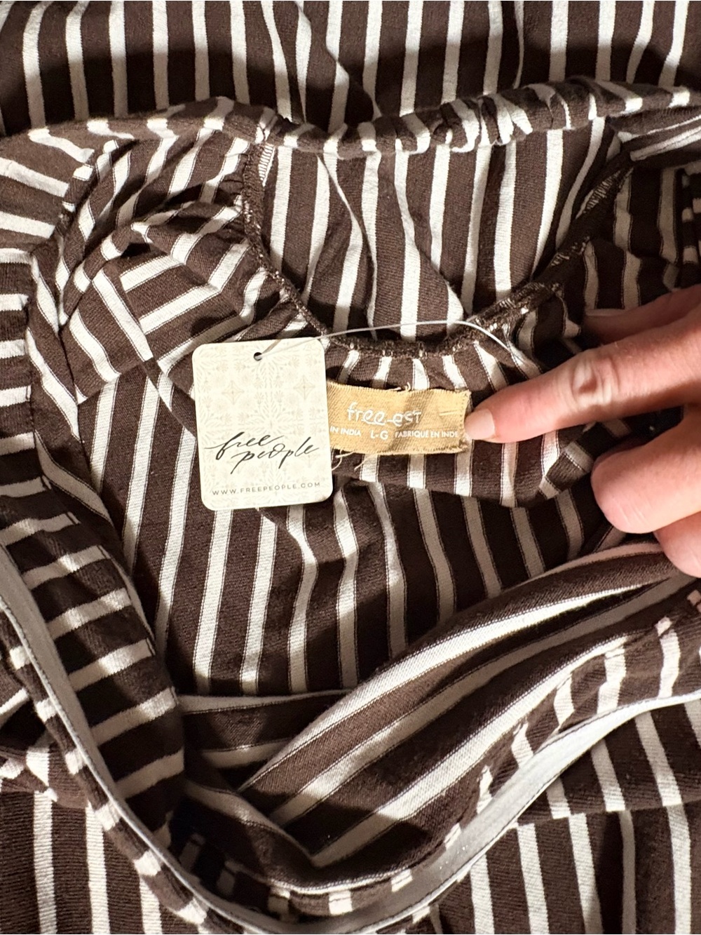 Sadie Striped Midi Dress by free-est at Free People 
Coconut Milk Combo Brown L - Picture 11 of 12